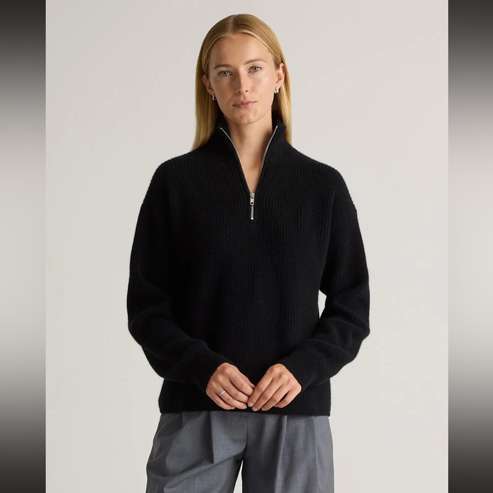 Mongolian Cashmere Fisherman Quarter Zip Sweater